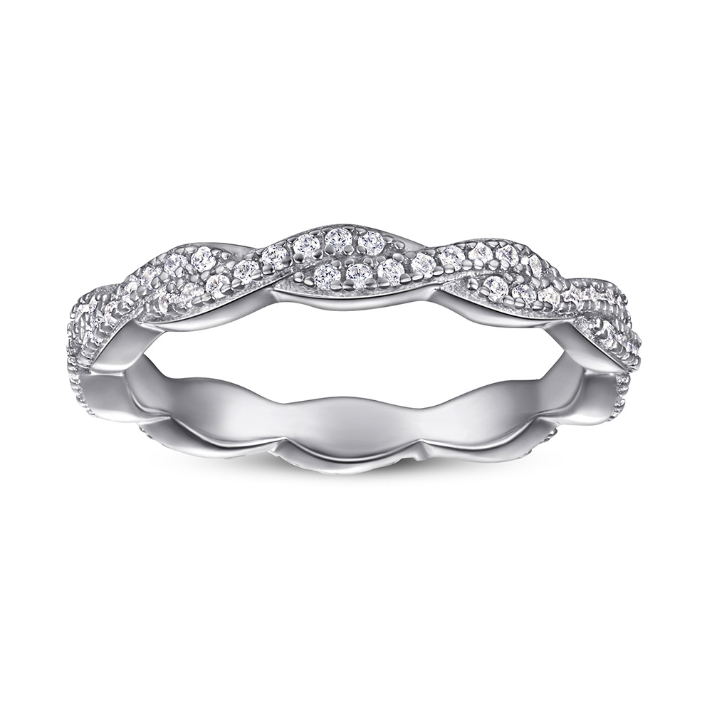 Trendy Eternity Finger Ring in S925 Silver with Moissanite